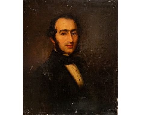 British School, mid 19th Century, portrait of a young gentleman, half length in a dark coat, oil on canvas, 76 by 63cm, unfra