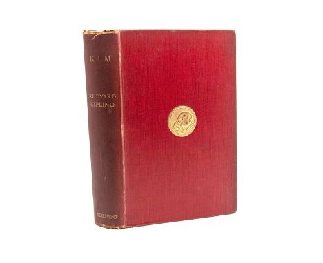 Kipling, Rudyard. Kim, first edition, London: Macmillan, 1901. Red &amp; black title page, frontispiece, all plates as called