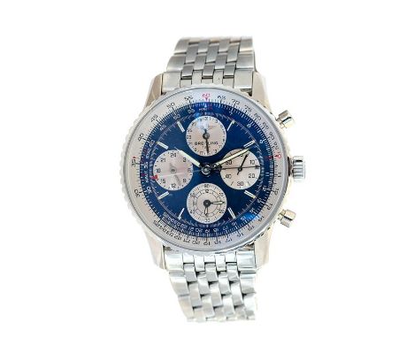 Breitling. A Breitling Navitimer TwinSixty Gentleman’s stainless steel  Automatic Chronograph Wristwatch c. 1999, the black d