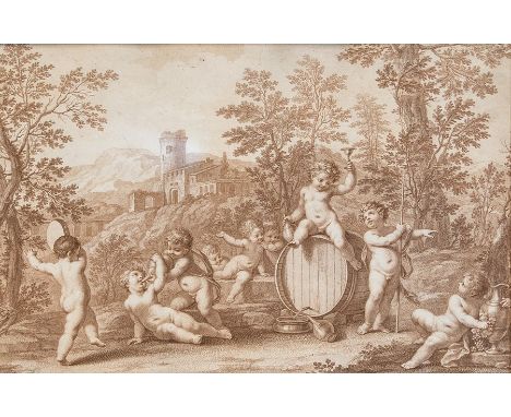 Francesco Bartolozzi (1727-1815). Pair of etchings after Marcantonio Franceschini, each measuring 26cm by 39.5cm, framed &amp