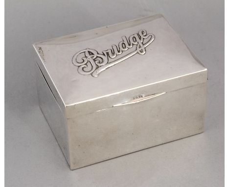 A George V silver Bridge playing card casket, maker Henry Clifford Davis, Birmingham 1918Condition: some minor dents to cover