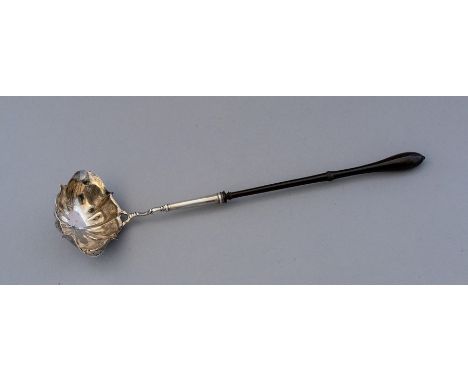 **REOFFER IN JAN ATTIC SALE BISHTON - £40-£60** A Georgian silver punch ladle, serpentine shaped bowl, turned treen handle, m