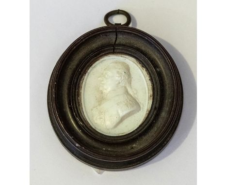 An oval composite cameo portrait miniature of Hitchin, dated 1881, framed 3cmCondition: frame split 
