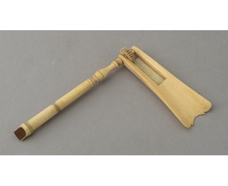 A George III ivory ratchet rattle/whistle combined, baluster turned handle, height 14cmCondition: light general wear, otherwi