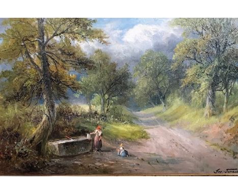 George Turner of Derby (British, 1843-1910, Callow Trough, Derbyshire, signed, oil on canvas, 30 by 45cm, gilt frame