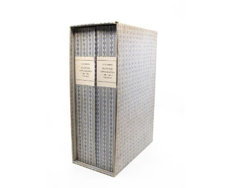 Bodoni, Giambattista. Manuale Tipografico, in two volumes, facsimile of the 1818 edition, London: Holland Press, 1960. One of
