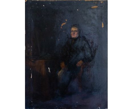 British School, circa 1840, portrait of a gentleman, seated full length in an interior, holding a newspaper, oil on canvas, 9