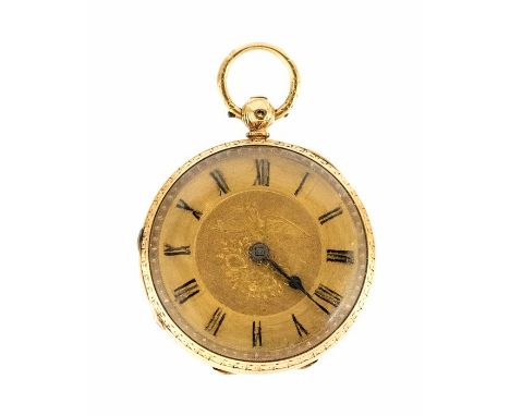 A Victorian 18ct keywind Pocket Watch with engine-turned case, gilt dial engraved dove and roses, the chapter ring with Roma 