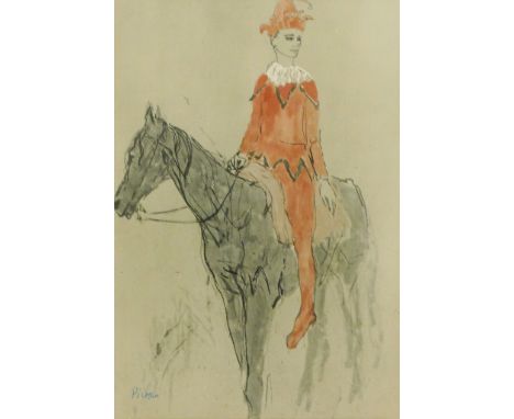 After Pablo PICASSO (1881-1973) Clown et Cheval Lithograph  Framed and glazed Picture size 60 x 40cm Overall size 78 x 58cm