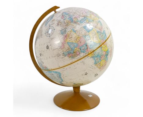 A Replogle 'Franklin' globe - with relief features, metal base and meridian, 30cm diameter.