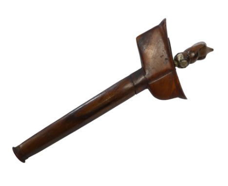 A 19th century Indonesian kris - with wavy edged blade, carved handle with white metal mounts and a fine hardwood scabbard, 3