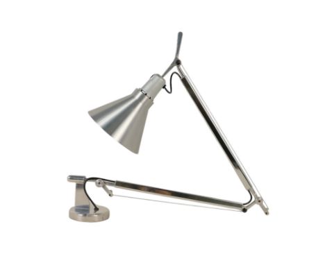 Michele De Lucchi and Giancarlo Fassina for Artemide Tolomeo wall lamp - brushed aluminium with stainless steel tension cable
