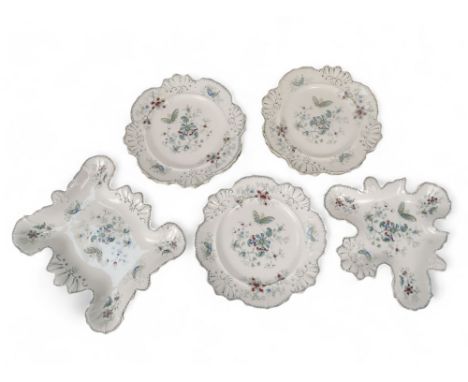 A mid 19th century dessert service by Robinson, Wood &amp; Brownfield - comprising eight pieces decorated with flowers and fo