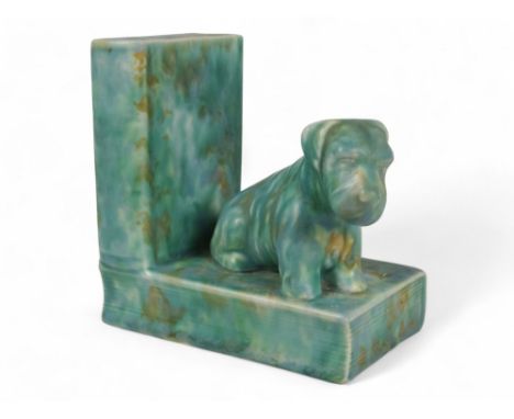 A Beswick bookend - modelled as Scottie dogs with a green graduated marbled finish, 16cm high.