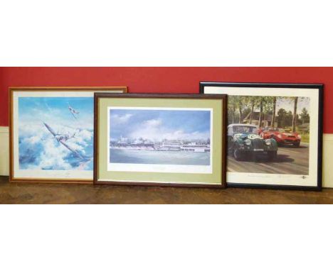 Three signed prints. Lamans "Tok" Peter Morgan signed print.   Edgbaston 1998 signed print and another signed Johnson and Dou