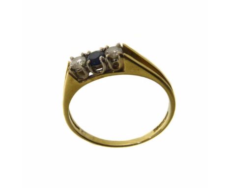 Sapphire and diamond 3-stone 18ct gold ring No condition reports for this sale.