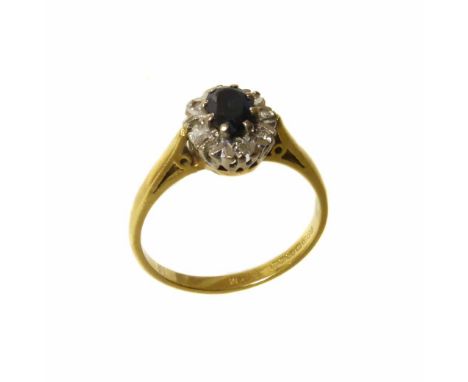 Sapphire and diamond oval cluster 18ct gold ring No condition reports for this sale.