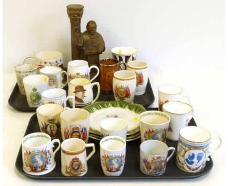 Collection of Commemorative ware, to include twenty one mugs by Wedgwood, Royal Doulton Royal Winton, three of which are for 