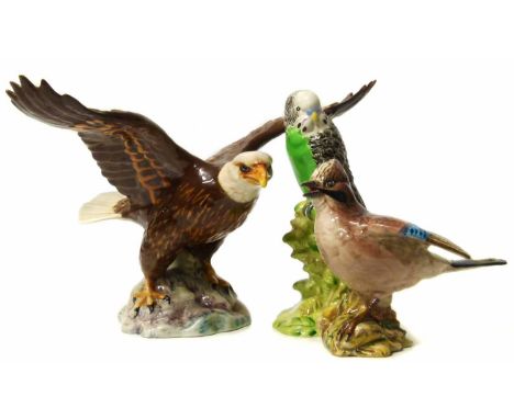 Beswick Bald Eagle, Jay and Budgie. No condition reports for this sale.