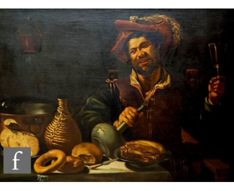 After Caravaggio (1571-1610) - The Feast, oil on canvas, framed, 75cm x 100cm, frame size 89cm x 113cm.&nbsp;  NB - In our op