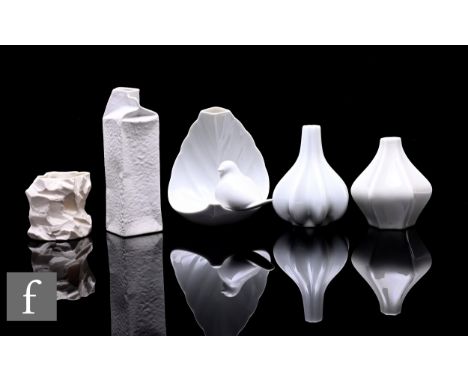 Frodo Yang for Rosenthal, a Studio-Line bisque porcelain Juice Carton vase, textured finish, printed marks, height 16cm, toge