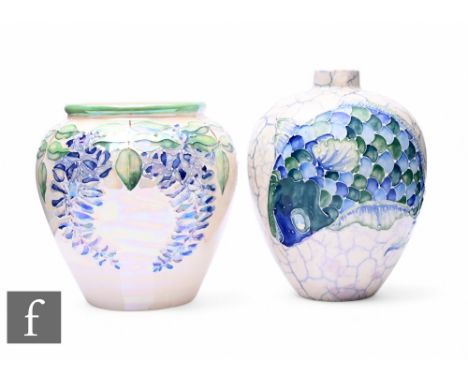 Lisa B Moorcroft for Moorland Pottery, a limited edition lustre floral vase, circa 1998, of shouldered form, tube line decora