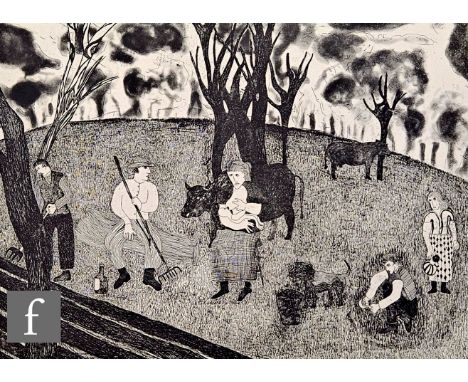 Paul Rafferty (Born 1965) - 'The Field', etching, signed and titled in pencil, dated 1991, numbered 9/15, framed, 30cm x 42cm