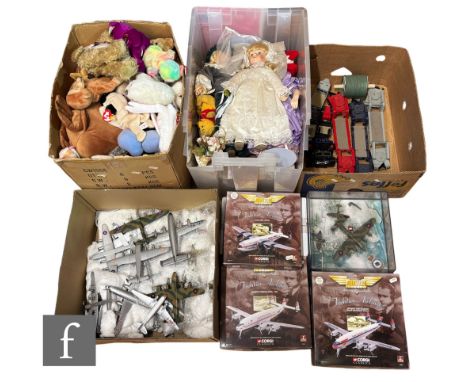 A collection of assorted toys and diecasts, four&nbsp;Corgi diecast Aviation Archives, RAF Memorial Flight set with Lancaster