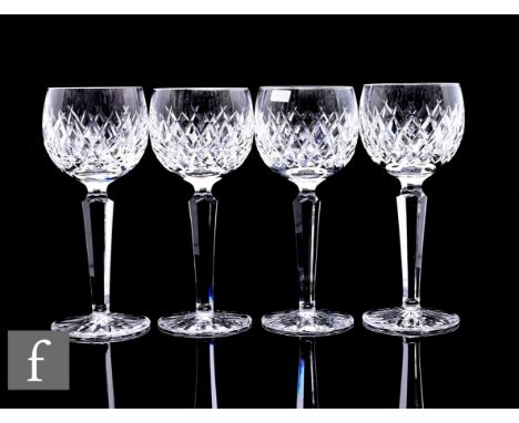 A group of four Waterford crystal Boyne pattern hock glasses, on panelled stems, height 18.5cm. (4)