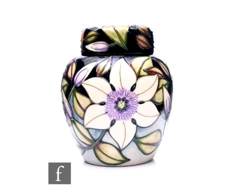 Sian Leeper for Moorcroft Pottery, a Sophie Christina ginger jar and cover, circa 2001, tubeline decorated with clematis flow