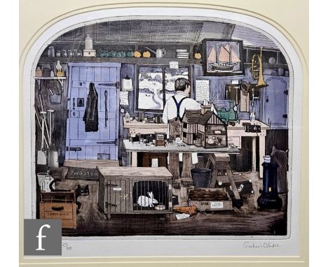 Graham Clarke (Born 1941) - 'Snowy', etching with watercolour, signed and titled in pencil, numbered 291/300, framed, 34cm x 