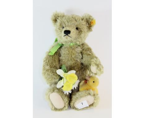 A vintage German Steiff teddy bear.