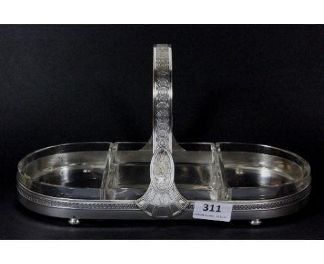 A very fine WMF silver plated and glass entree dish. H. 18 cm, W. 32 c. Provenance : G. Light collection.