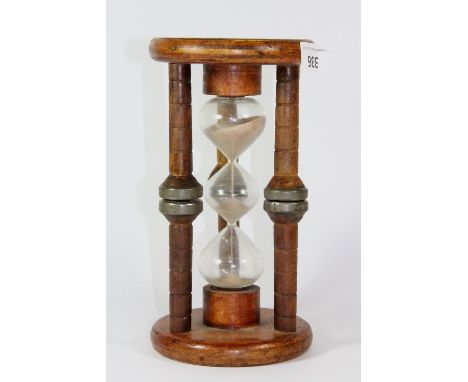 An unusual vintage triple weaving loom spool converted to an egg timer, H. 24cm.