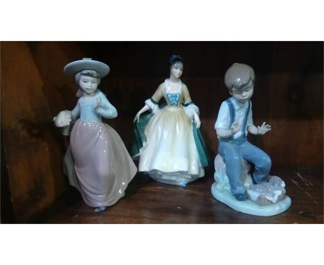 Two Nao figures and a Royal Doulton figures (3)