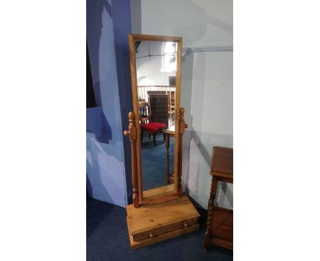 A pine cheval mirror