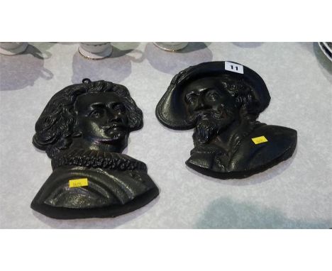 Two cast iron relief portrait busts