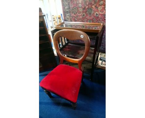 Teak mirror, chair and a trolley