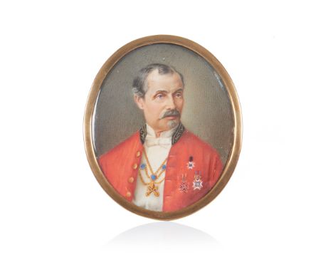 Portuguese School, 19th century Portrait of Pedro de Castelbranco Manuel, Baron of São Pedro (1837-1911)Miniature on ivoryYel
