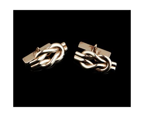 A pair of cufflinks GoldHercules knot decorationWith no Portuguese hallmarkGoldsmith's mark Tiago Fidélis de Lima (1942-1950)