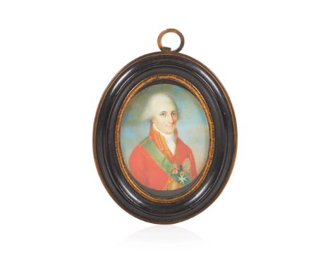 European School, 18th century Portrait of Luís Pinto de Souza Coutinho, 1st Viscount of Balsemão (1735-1804)Miniature on ivor