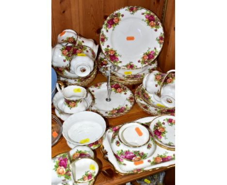 A THIRTY THREE PIECE ROYAL ALBERT OLD COUNTRY ROSES PART TEA SET, comprising a handled cake plate, a sandwich tray, cream jug