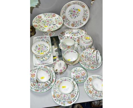 MINTON 'HADDON HALL' TABLE WARES ETC, comprising six cups and saucers, six side plates, two open sugar bowls, preserve pot wi