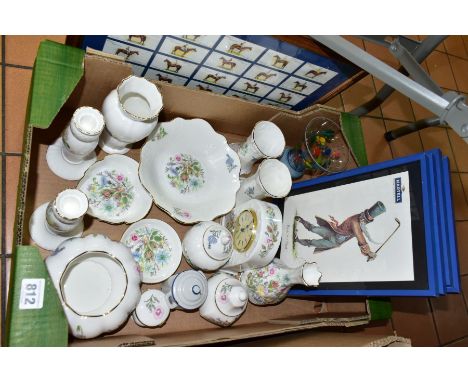 FOURTEEN PIECES OF AYNSLEY WILD TUDOR GIFT WARES, ETC, to include a clock, height 15.5cm, a pair of candlesticks, height 15.5
