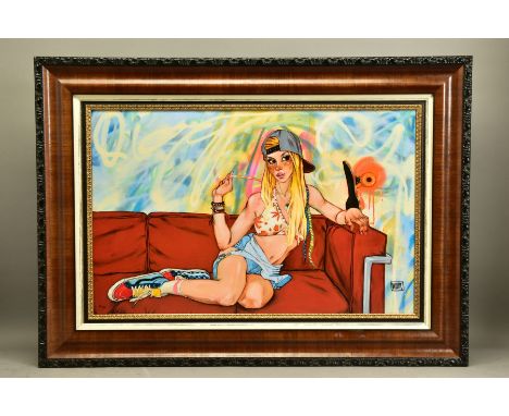 TODD WHITE (AMERICAN 1969) 'MALIBU' an illustrative portrait of a female figure, signed limited edition print without certifi