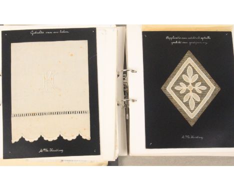Specimens and samples of finely executed needleworks by H.M. Kording - Germany - circa 1910, comprising three modern ring bin