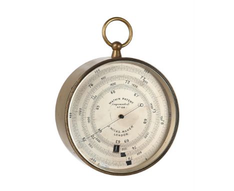 A LATE VICTORIAN WATKIN PATENT EXTENDED SCALE ANEROID SURVEYING/MINING BAROMETERJ. HICKS, LONDON, CIRCA 1880The 3.5 inch circ