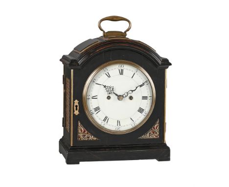 A GEORGE III BRASS MOUNTED EBONISED TRIPLE PAD-TOP TABLE/BRACKET CLOCK WITH FIRED ENAMEL DIALTHOMAS BEST, LONDON, CIRCA 1790T