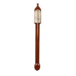 A SCOTTISH GEORGE III CHEVRON-EDGED MAHOGANY MERCURY STICK BAROMETER IN THE STYLE OF BALTHAZAR KNIE