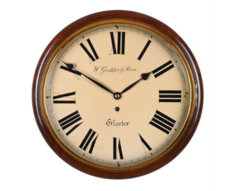 A GEORGE IV MAHOGANY FUSEE DIAL WALL TIMEPIECE WITH FOURTEEN-INCH DIALTHE DIAL SIGNED FOR W. GOULDER AND SONS, GLOUCESTER, CI